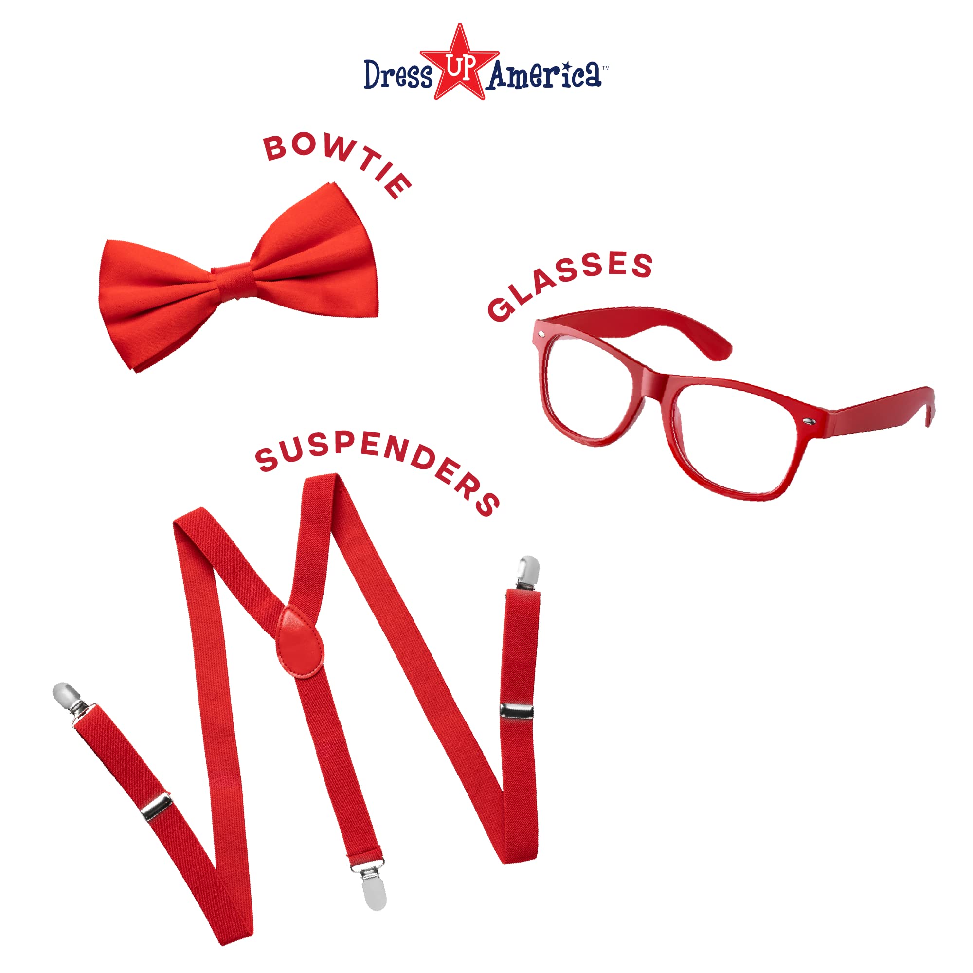 Dress Up America Neon Suspender, Bow-tie, Sunglasses, Accessory Set - Kids Size Suspenders - Image 2