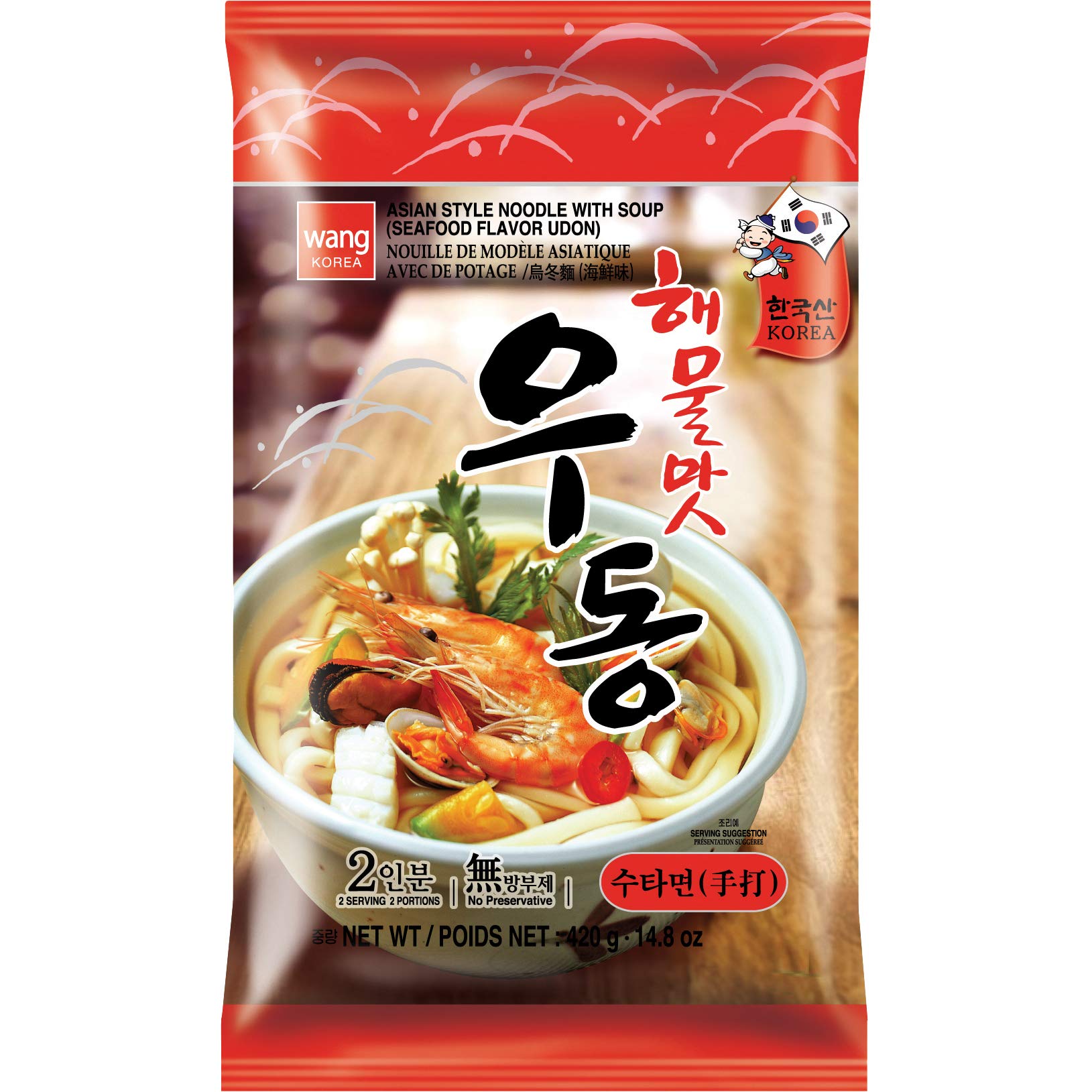 WANG Udon Noodle with Seafood Flavo, 420 g, 12-Count