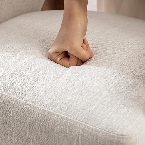 Miniatura 7 de Juego de 2 sillas de comedor modernas, tapizadas, de lino, con respaldo abierto medio y patas de madera, sillón para el hogar, cocina y restaurante,