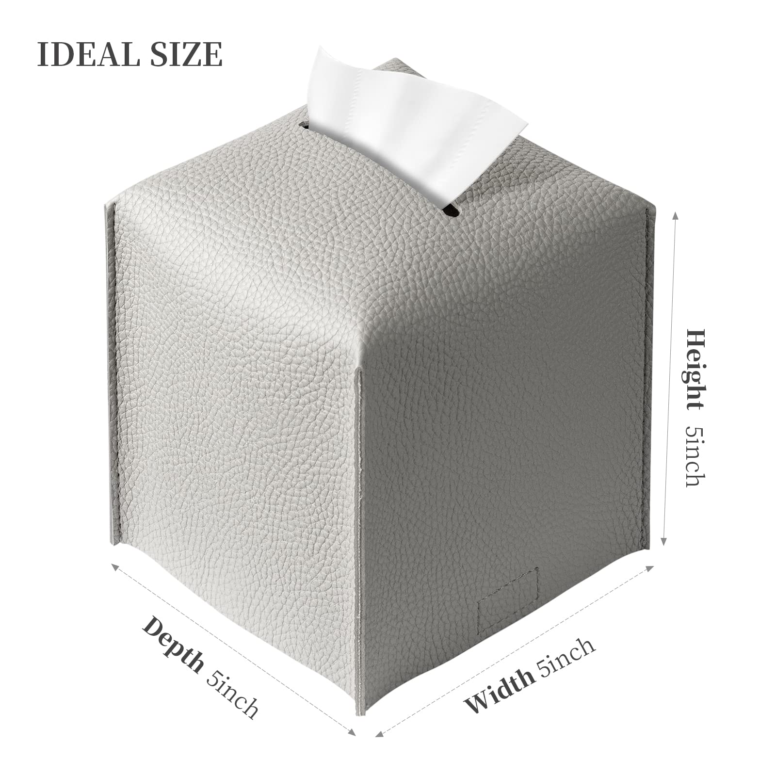 Contenitore Quadrato Per Fazzoletti In Pelle Sintetica Verde – 13,3 Cm, Con Apertura In Velcro, Per Casa E Ufficio - 2
