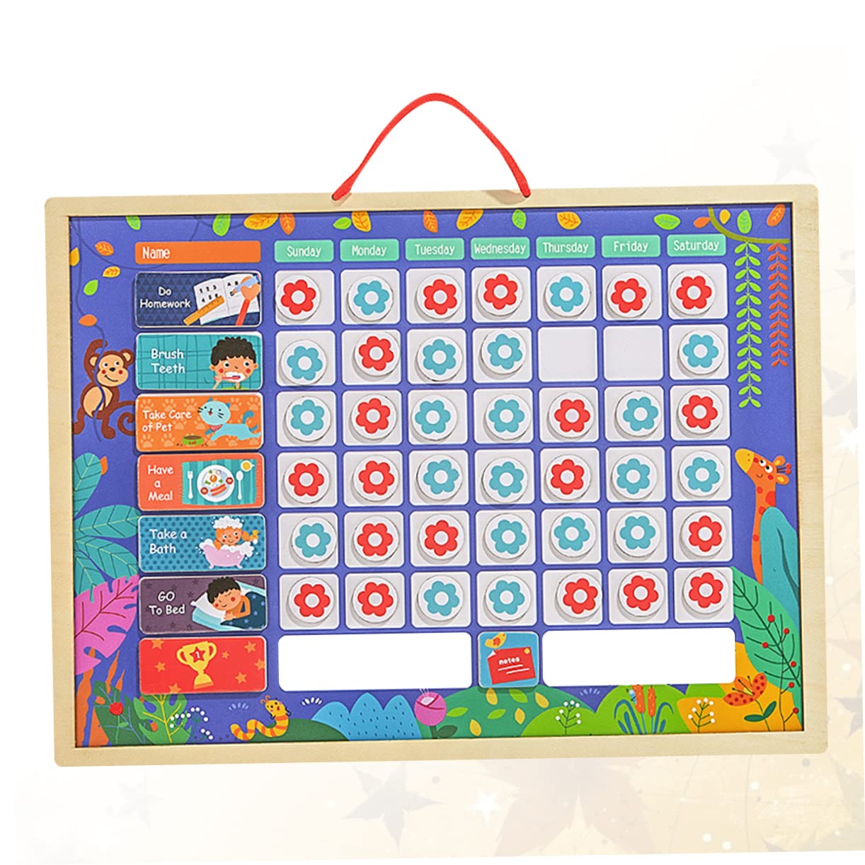 NUOBESTY Tabla de Recompensas para Niños Estándar de Madera Colgante | Autodisciplina y Registro de Crecimiento, Reutilizable, Hábitos de Conducta y Organización