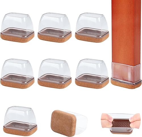 Miniatura 40 de 24 protectores rectangulares de suelo para patas de silla con fieltro, pequeñas tapas de silicona para patas de sillas para suelos de madera dura