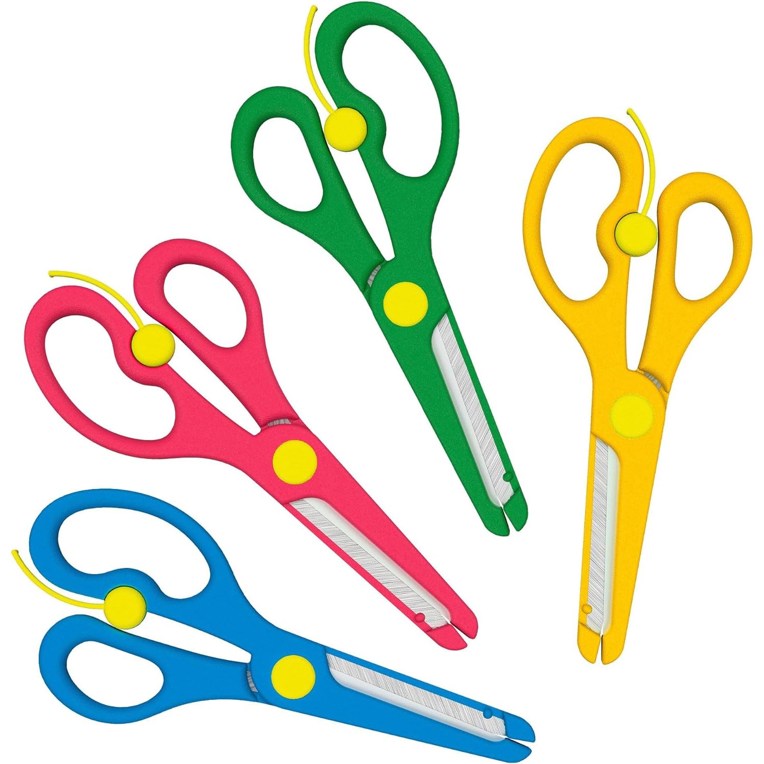 Tijeras Infantiles de Seguridad, Color Rojo, Azul, Amarillo o Verde, 4er-Set