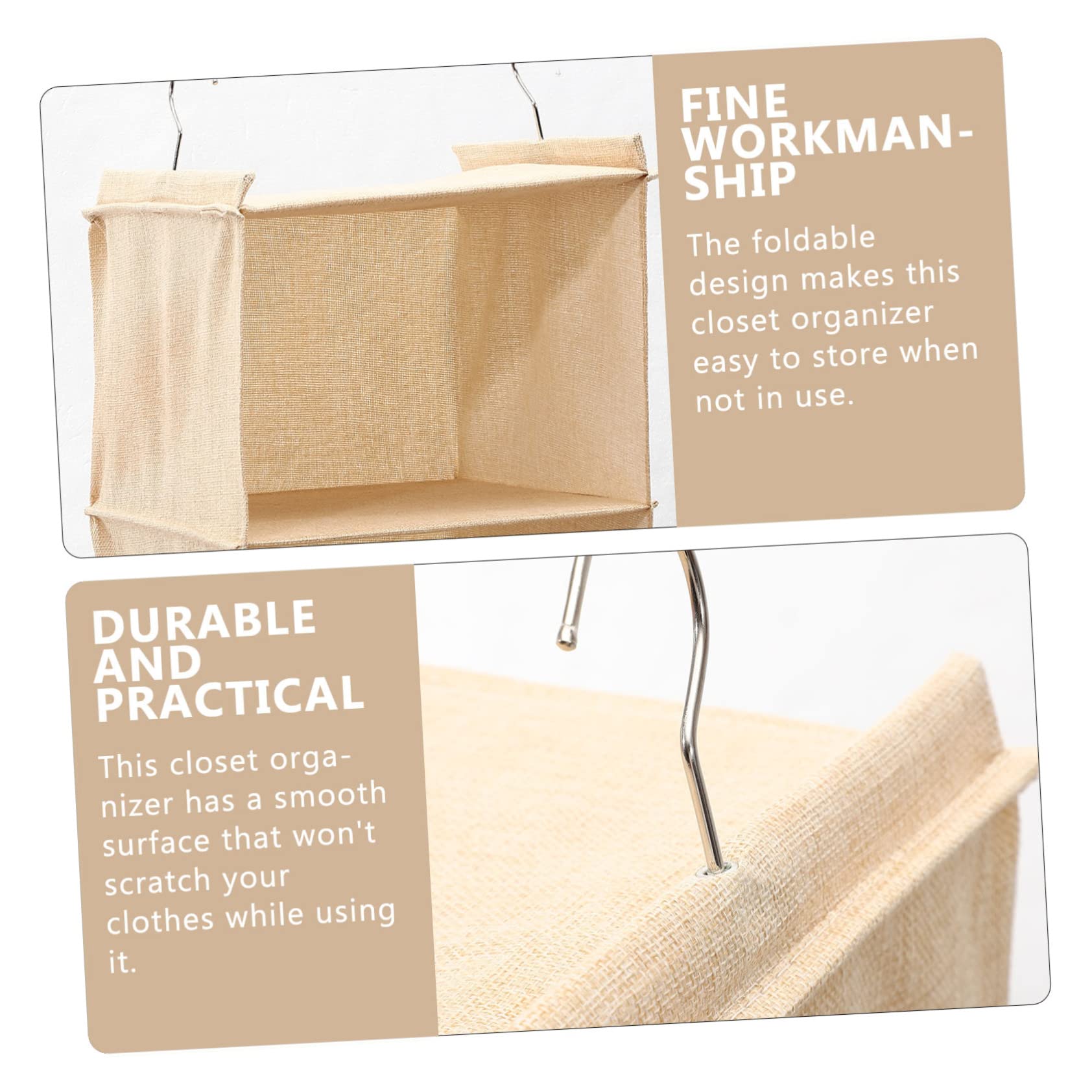 Beige Hängender Kleiderschrank Organizer, mit 3 Ablagen