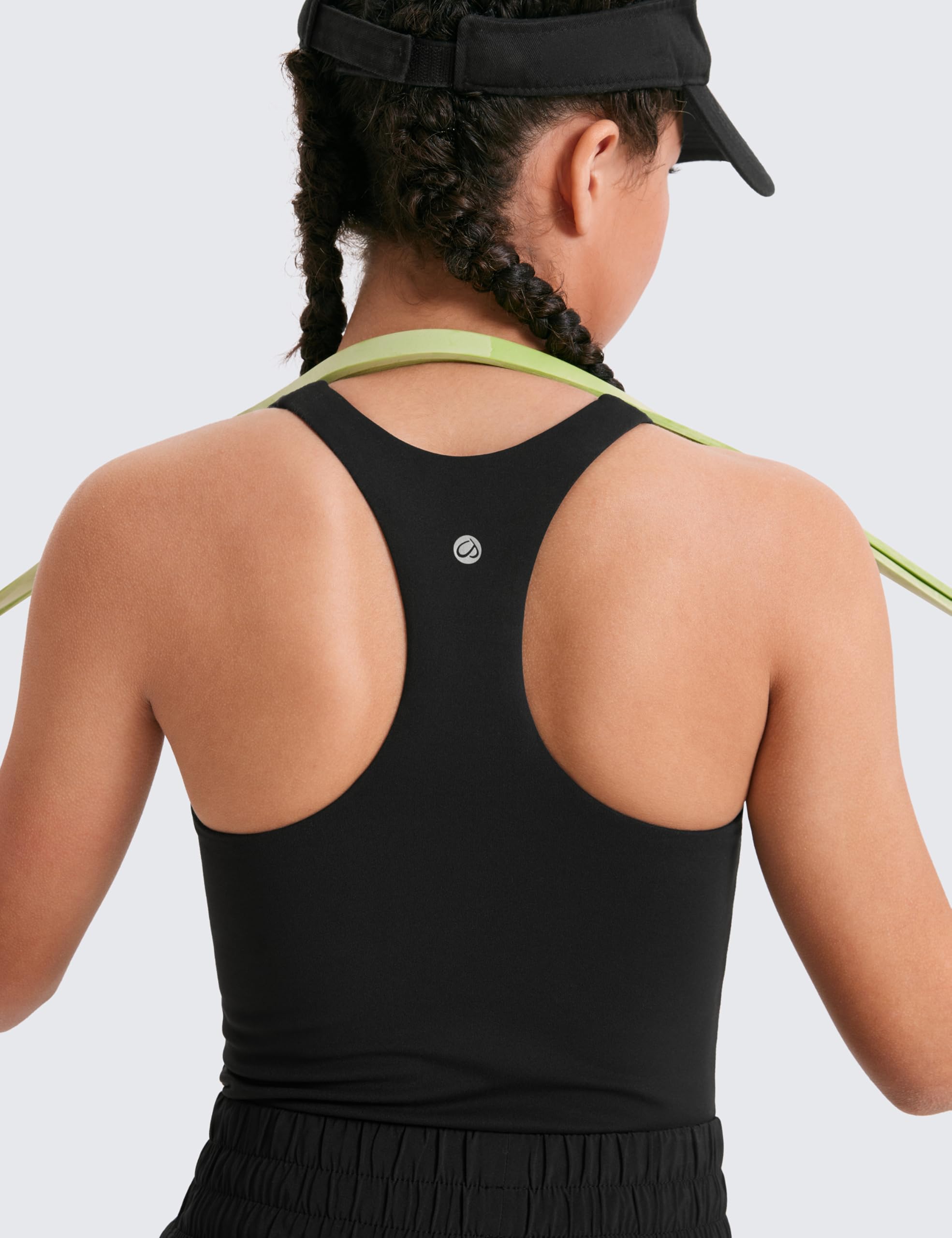 CRZ YOGA Filles Butterluxe Double Doublure Débardeurs Longueur de la Taille Col Haut Dos Nageur Adolescent Enfants