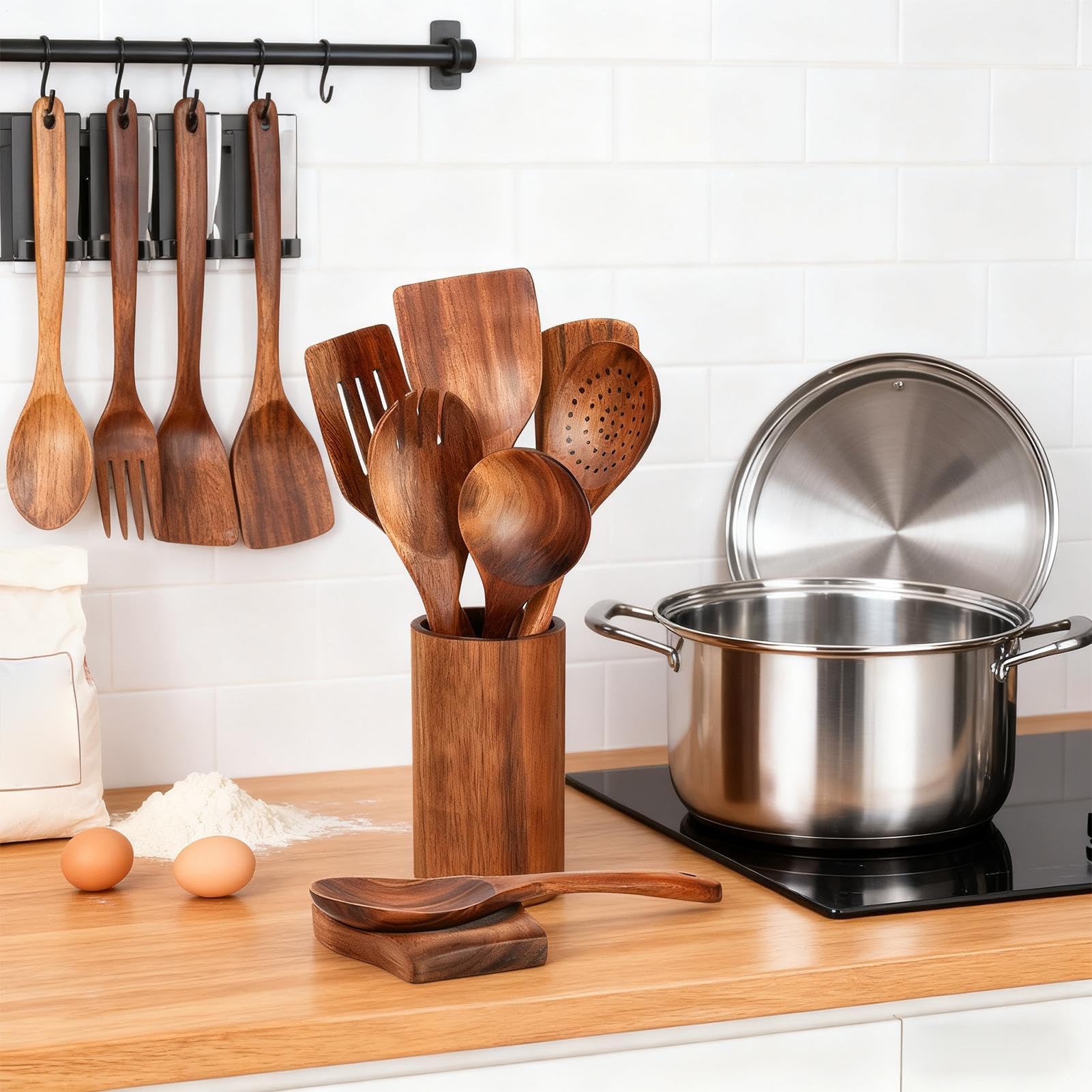 Juego De Utensilios De Cocina Colgable con Soporte