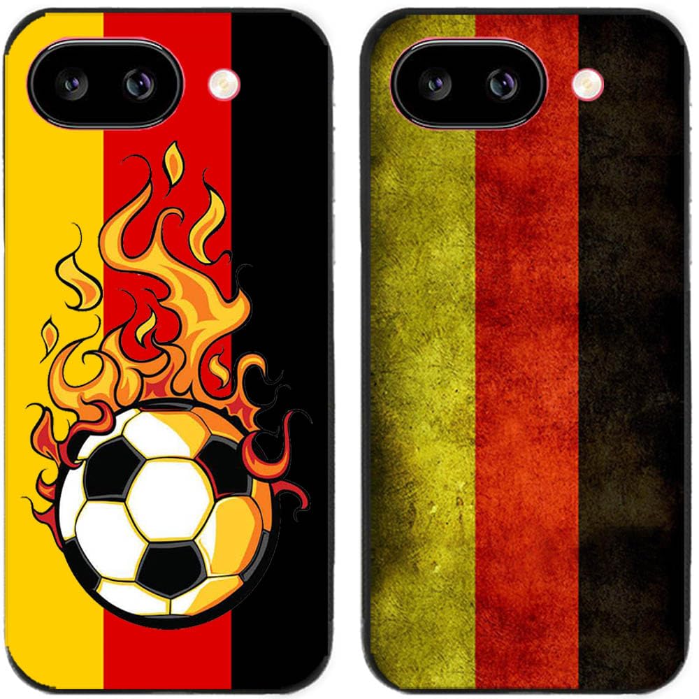Case For Google Pixel 9a,Flame Football Retro Germany Flag Printed Durable Degradable TPU Silicone Gel Thin Back Phone Case Cover,2 Pcs/lot