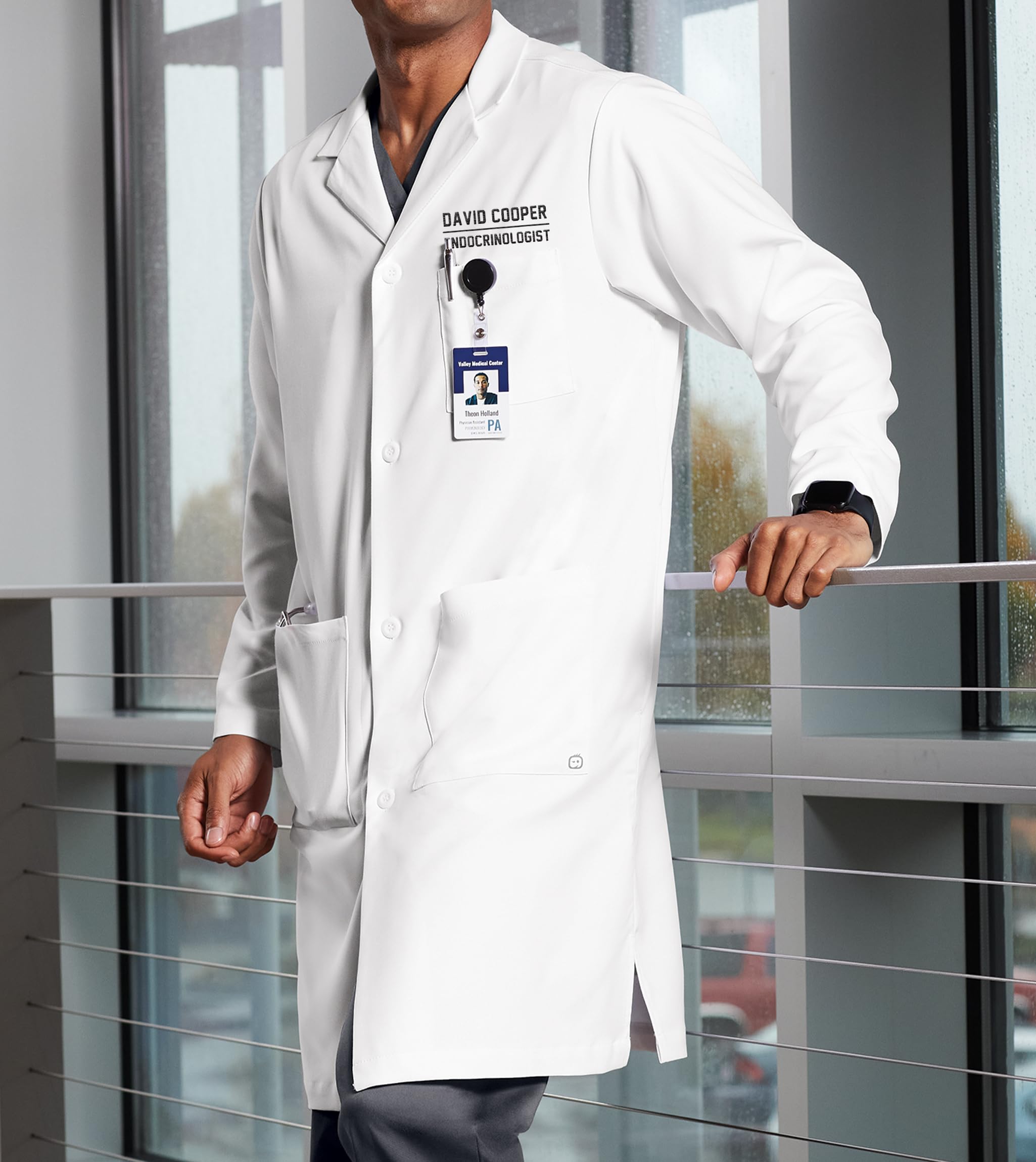 Personalized Embroidered Lab Coat for Men 42 Inch Add Your Name Text Custom Medical Laboratory Coat X-Small