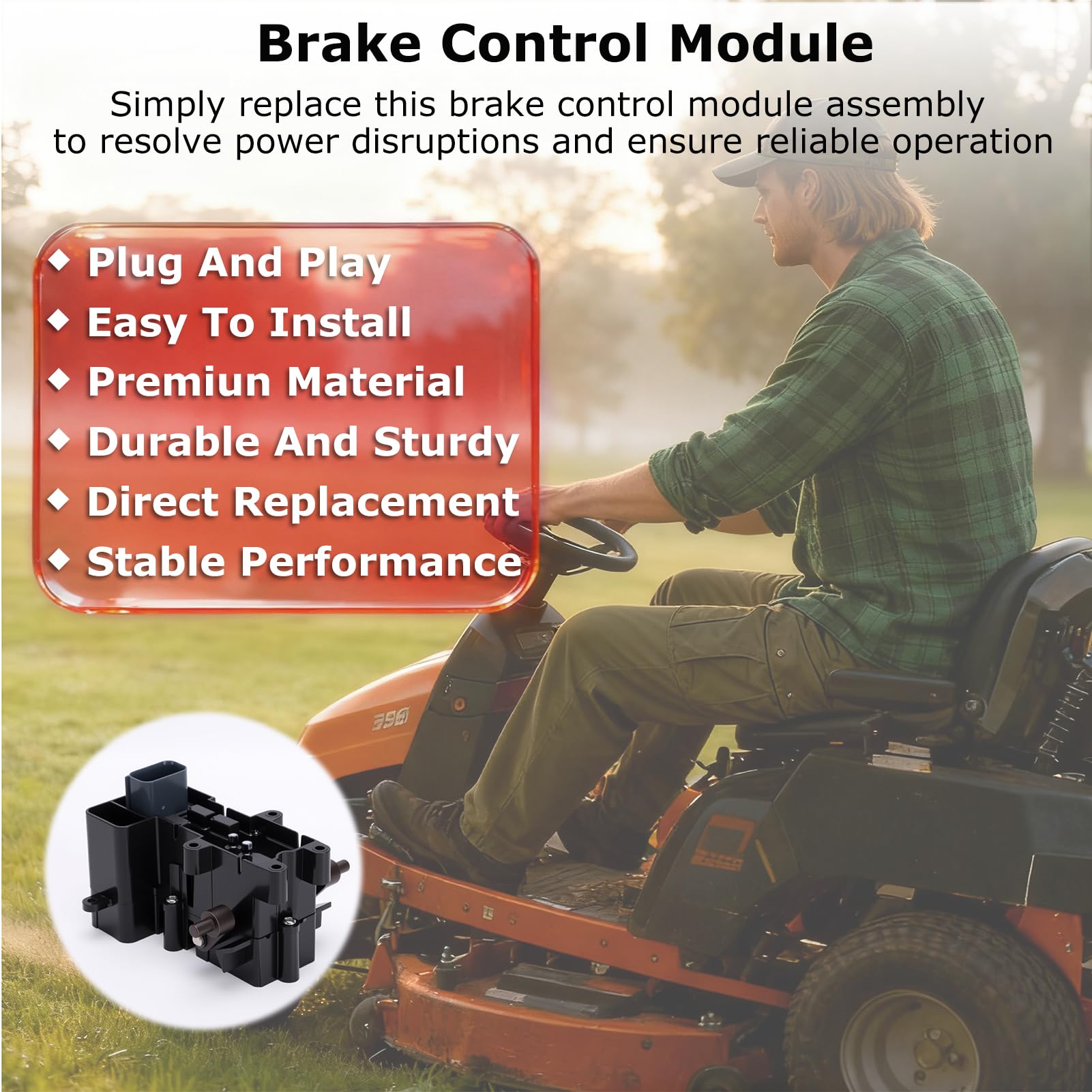 Módulo de control de freno, módulo de control de freno para cortacésped, montaje de caja de freno para ToroTimecutter Ex Mark E S con material ABS compatible con 130-6892 132-0935 136-4213