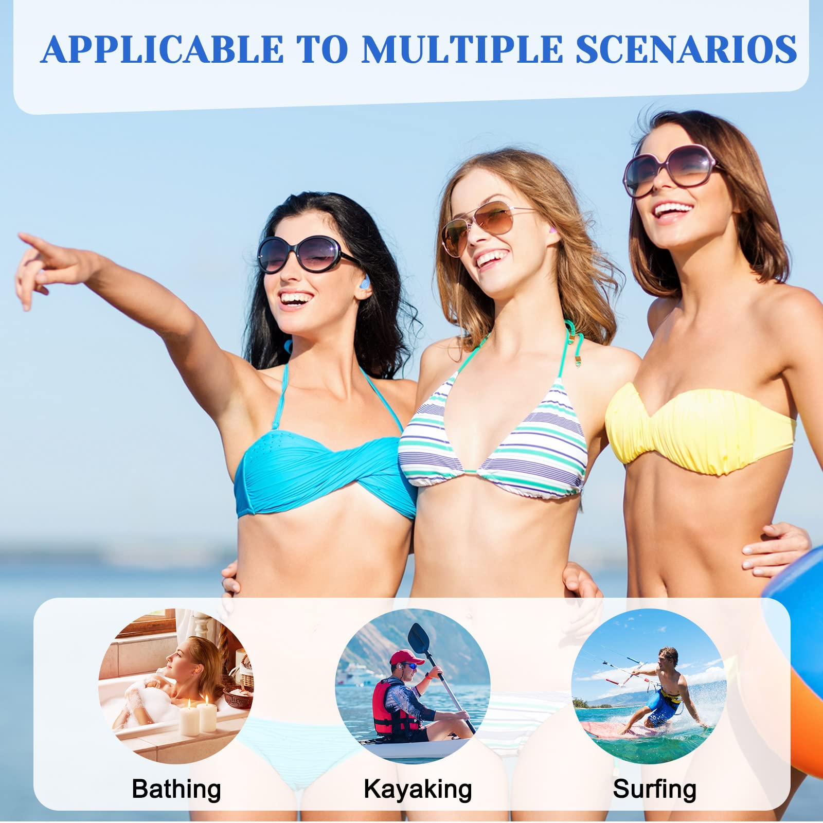 Wettarn 5 paia di tappi per le orecchie per nuoto impermeabili in silicone riutilizzabili tappi per le orecchie per nuoto tappi per le orecchie con cancellazione del rumore con custodia per adulti
