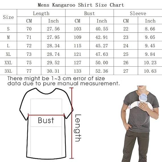 Kangaroo Shirt for Dad and Baby, Mens Kangaroo Baby Carrier Shirt Dad Baby Carrier Shirt V Neck Short Sleeve T-Shirts