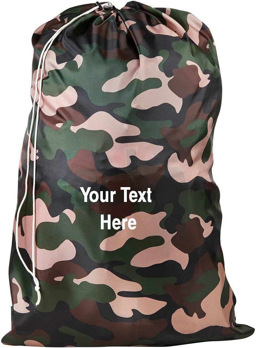 Personalized Nylon Laundry Bag - Locking Drawstring Closure and Machine Washable Denim