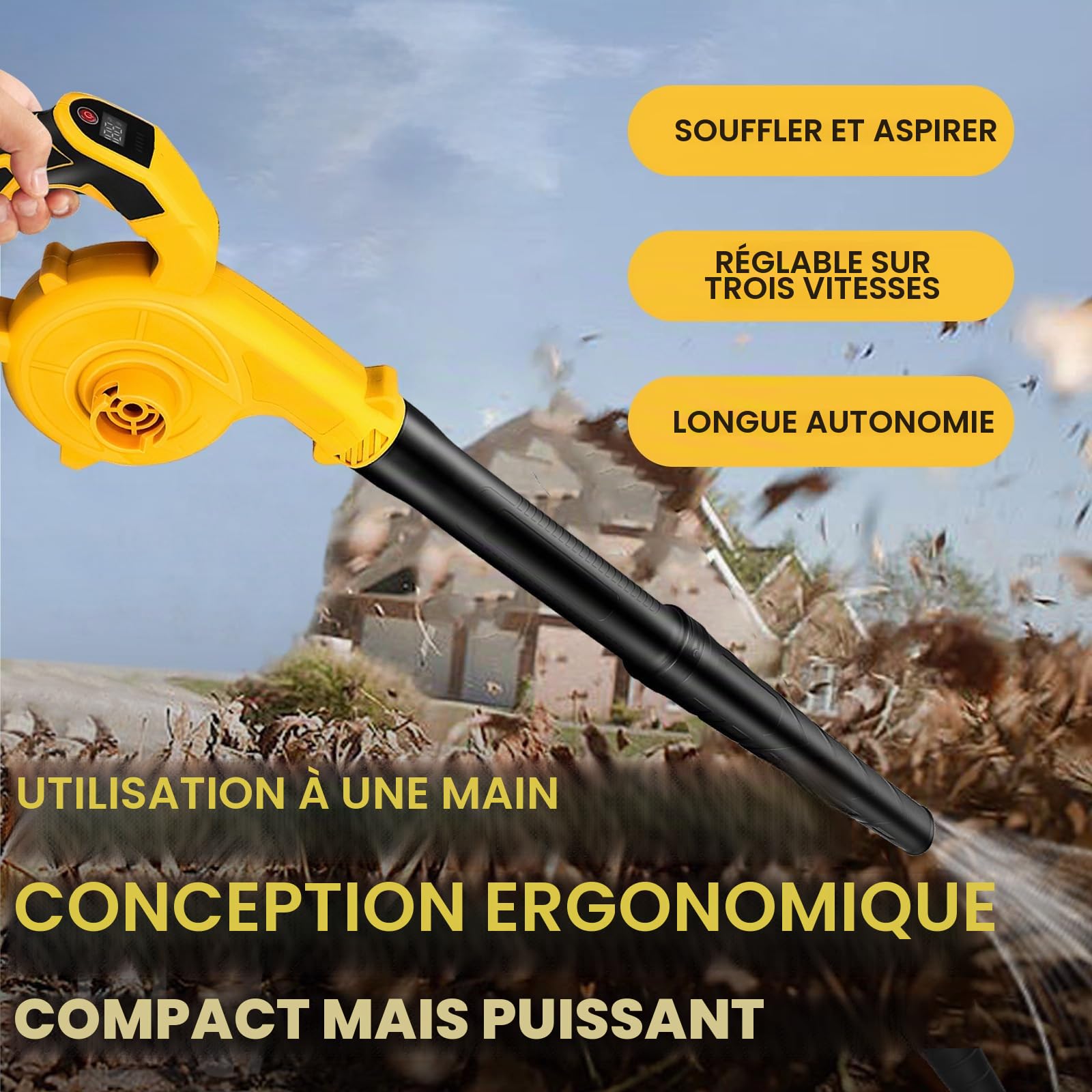 WingFly Souffleur de Feuilles sans Fil Compatible avec Dewalt 20V