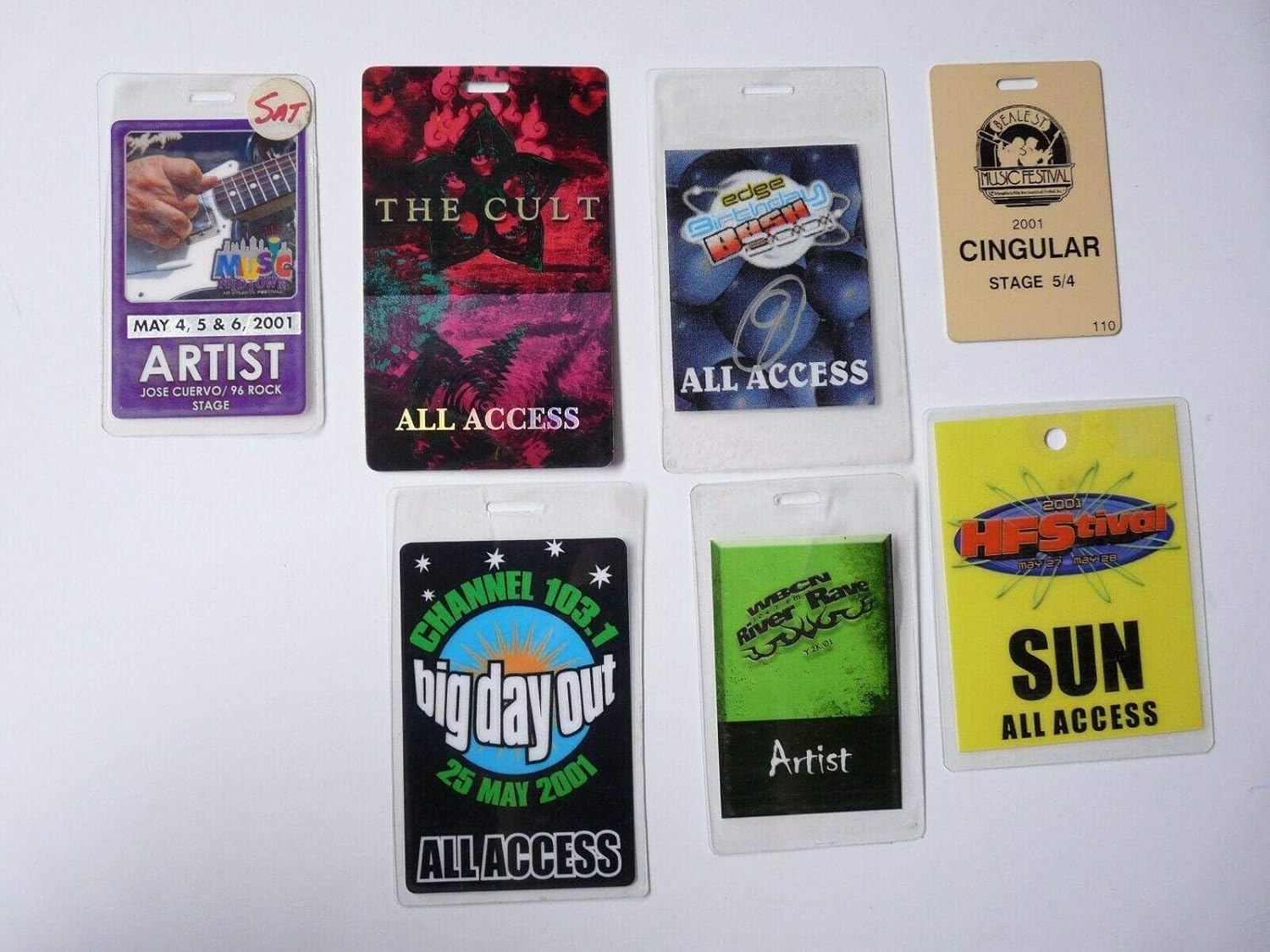 THE CULT lOT OF 7 Tour Concert Issued Used Backstage Pass