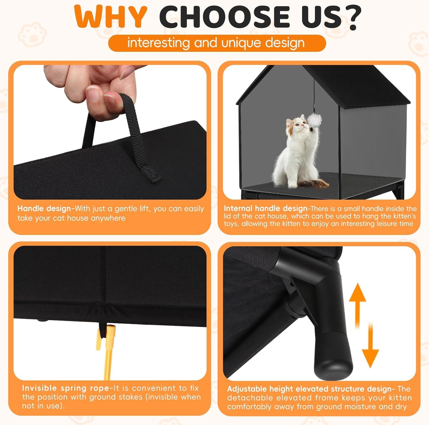 Casa para gatos con aleros desmontables adicionales, para gatos de interior y exterior en verano e invierno, actualización impermeable, refugio totalmente aislado para gatos callejeros y salvajes (L