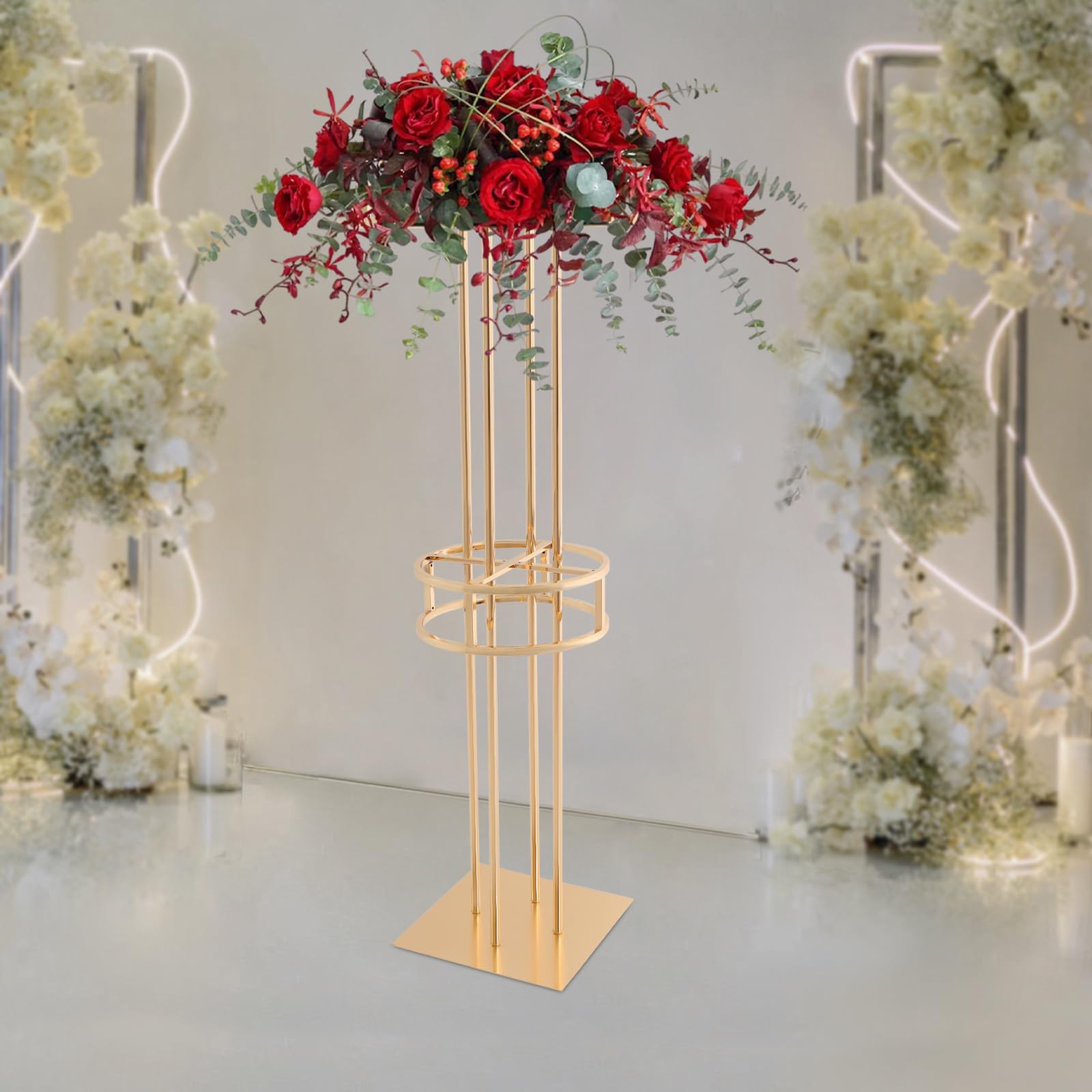 2 Tier Gold Flower Stands for Centerpiece, 51.18 inch Tall Centerpiece for Wedding Table, Modern Flower Stand, Flower Stand for Wedding, Party, Photography