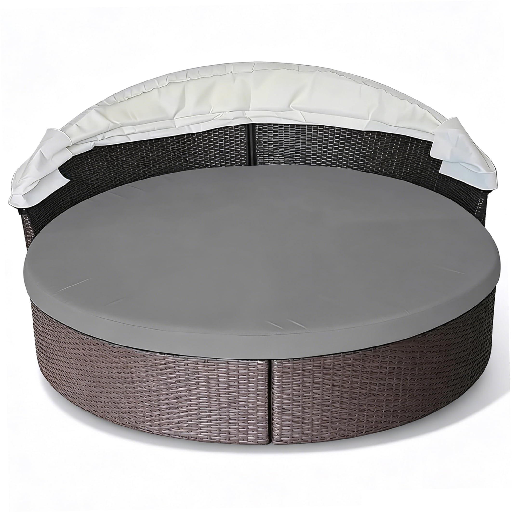 StaZamor 66.14 Inch Diameter Gray Waterproof Outdoor Daybed Cushion Cover, Full Enclosure Replacement Cover for Round Daybeds, Machine Washable
