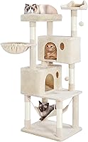 Yaheetech 64.5in Cat Tree Tower with Hammock, Plush Condo, Scratching Posts & Perch for Small-Medium Cats