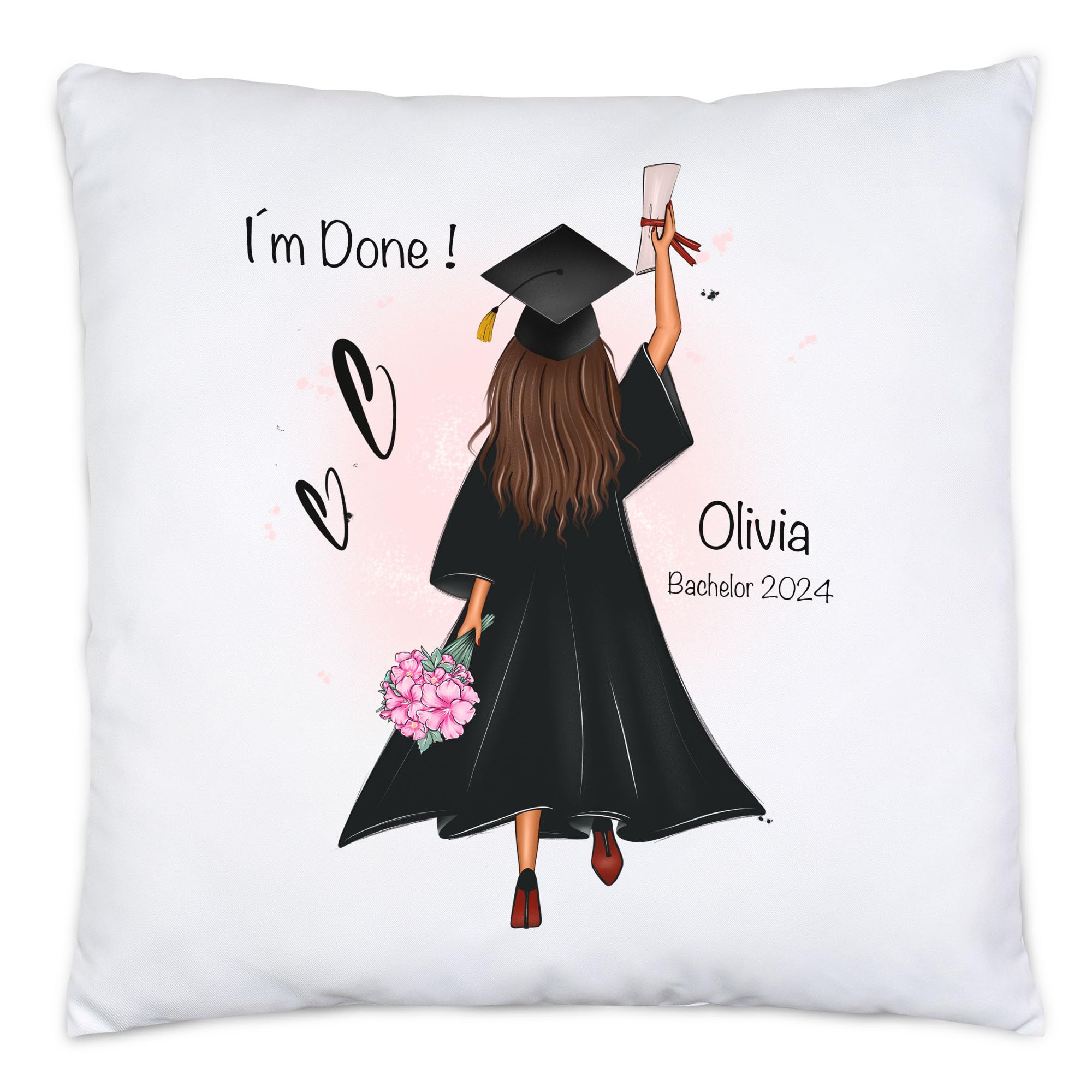 Kiddle-Design Bachelor Master Abitur 2026 Kissen Abschluss Geschenk Personalisiert Name Absolventin Doktor Frauen Damen Schulabschluss Abi