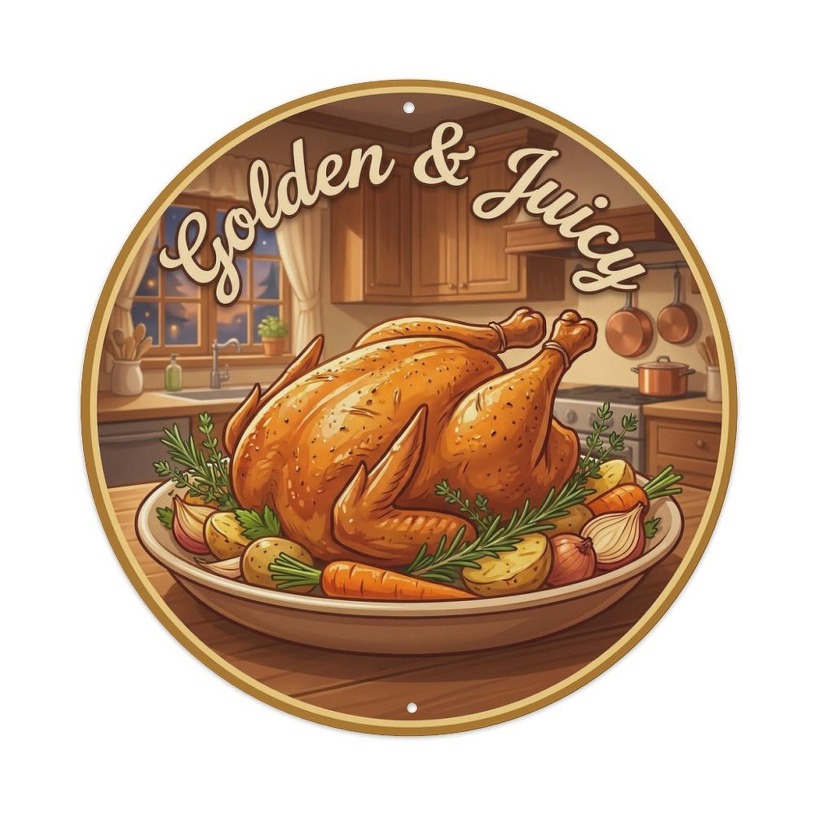 Metal Tin Sign Roast Chicken Gourmet Food