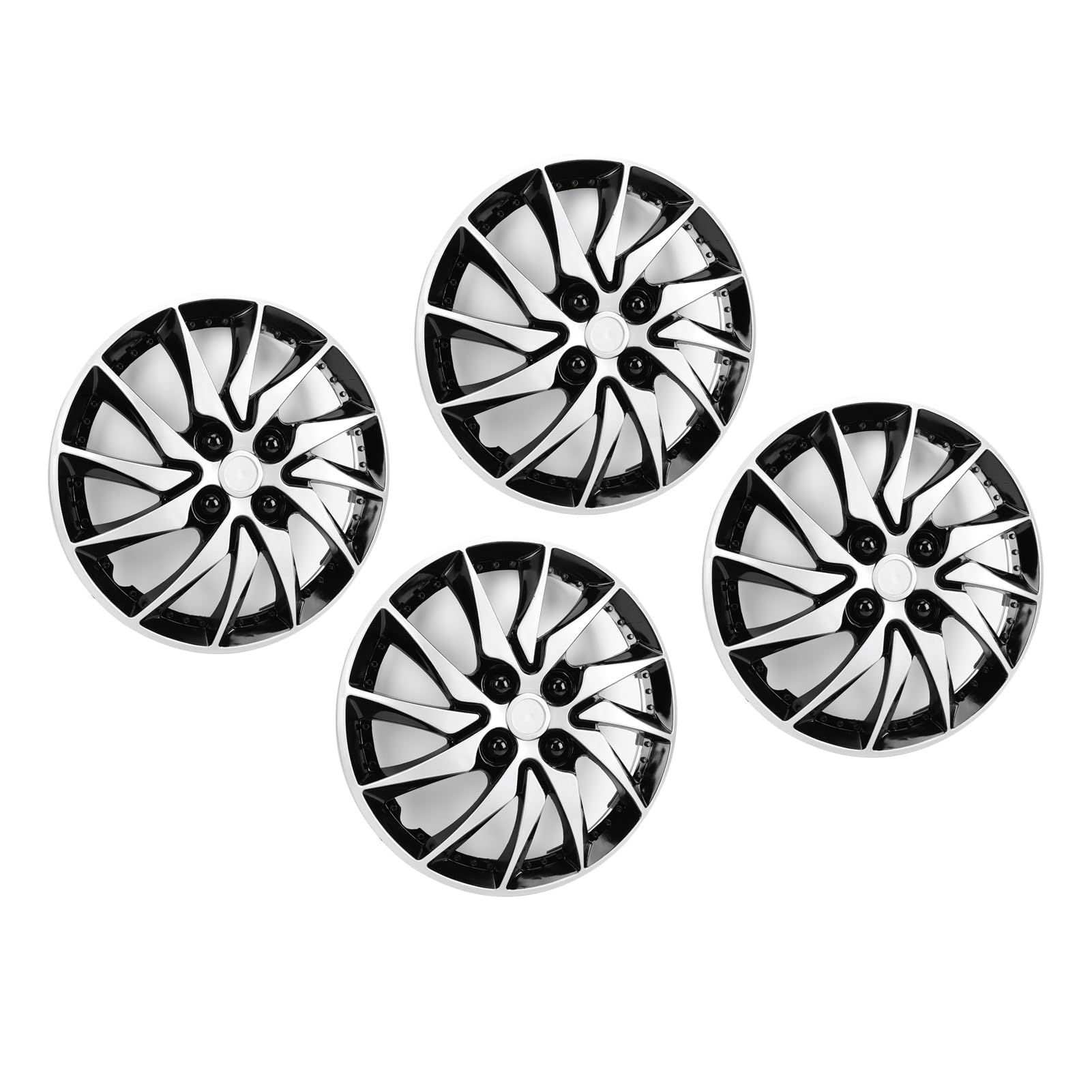 COPRICERCHI UNIVERSALI DI RICAMBIO DAL DESIGN ELEGANTE, ADATTI ALLA MAGGIOR PARTE DI AUTO, CAMION E SUV (Argento Nero)