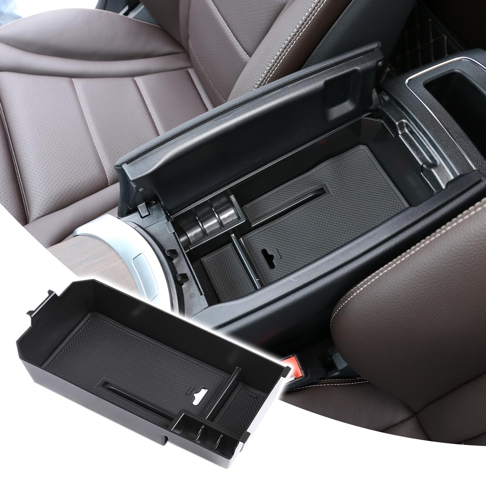 Scatola Portaoggetti Per Bracciolo Mercedes Classe C W205 E GLC X253 - Nero ABS