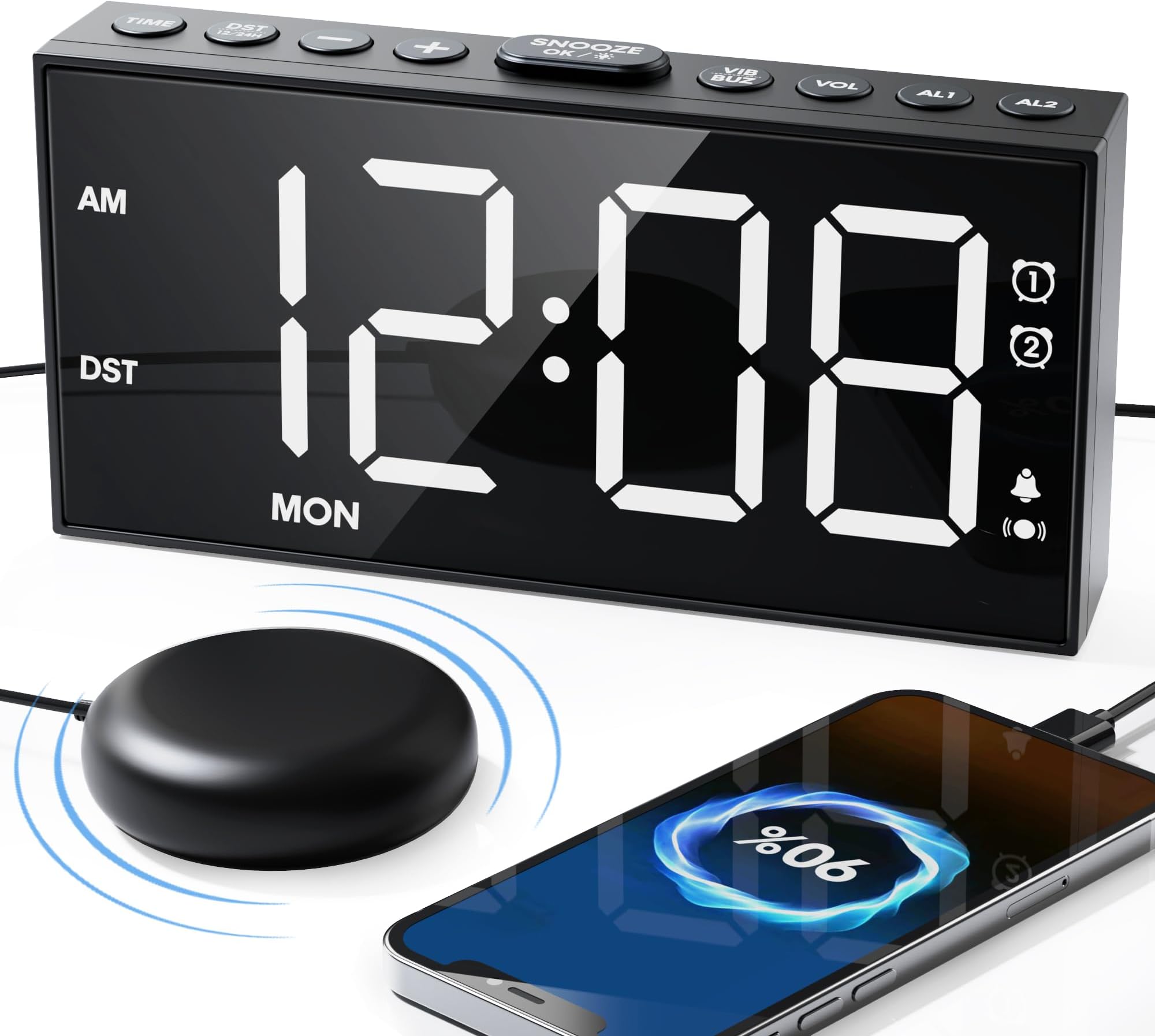 RGB Extra Loud Alarm Clock For Heavy Sleeper Hearing Impaired Deaf