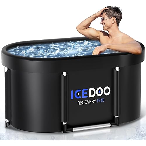New Upgrade XL 139-Gallon Oval Ice Bath Tub - 6 Layered Portable Bathtub, Foldable with Cover Cold Plunge Tub for Athletes, Home Gym, Outdoor Recovery Use.