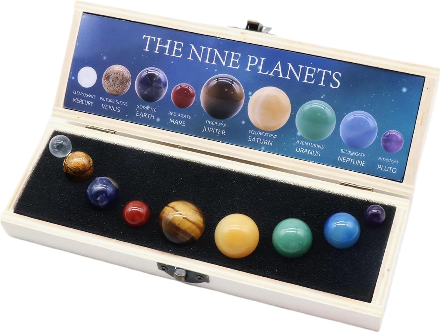 1Set Solar System for Kids with 9 Planet Lifelike Funny Planets for Kids Solar System with Box Storage Natural Ore Planet Toys Educational for