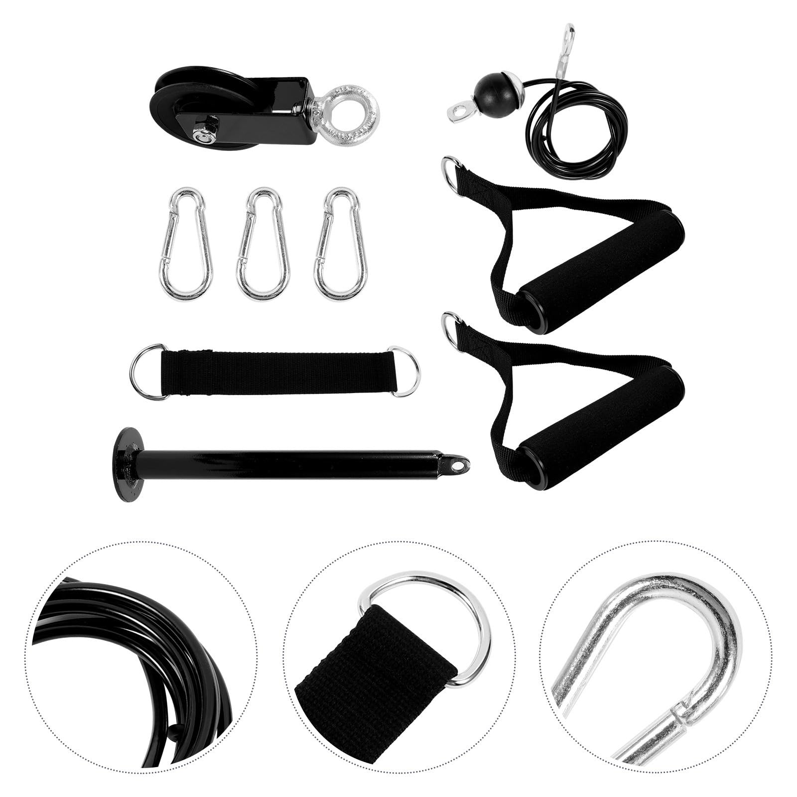 Kit de Polea de Cable Negro para Entrenamiento Muscular, en Casa Metal