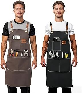 2 Pack Adjustable Kitchen Apron Cooking Apron For Women For Men With Pockets Work Apron Grill Restaurant
