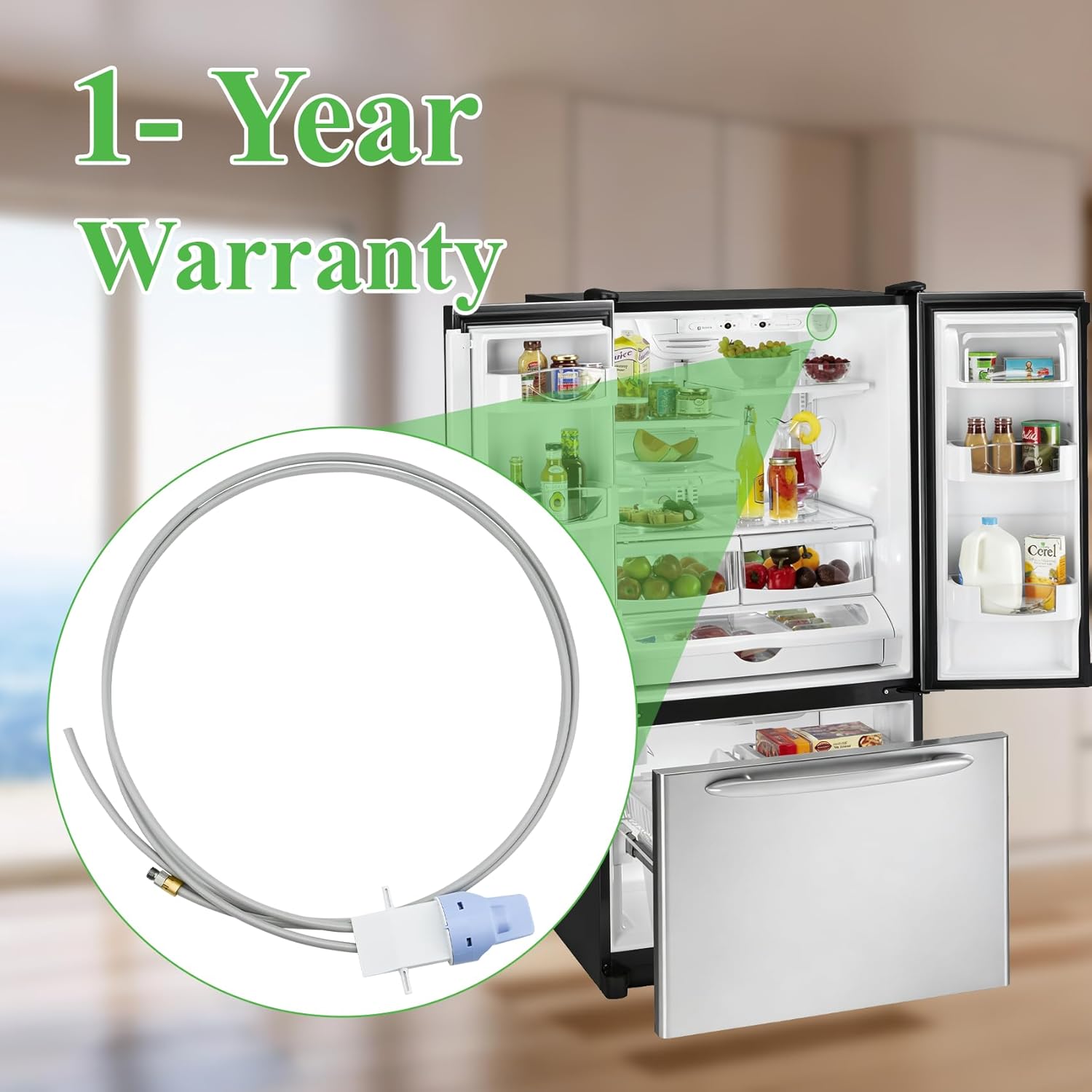 WP67006524 Filter Head & Tube Compatible with Whirlpool Refrigerator etc. OEM 67006524 Filter Head for GX5FHTXTT01 MSD2652KES KBFS25EVWH00 59676593600 JCD2295KEP ASD2625KEQ etc. -1 Year