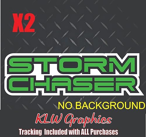 Storm Chaser Lime Green Black White Full Color Decal Sticker Severe Weather Tornado Lightning Thunderstorm Rain