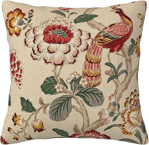 ChangQingArt Fundas de almohada de lino y algodón, color pavo real, 18 x 18 pulgadas, cuadradas, fundas de almohada para sofá cama