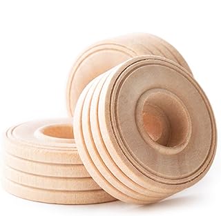 Pinehurst Crafts Mini Treaded Wooden Toy Wheels, 1-1/4 Inch Diameter x 1/2-Inch Thick (1/4-Inch Hole), Pack of 10