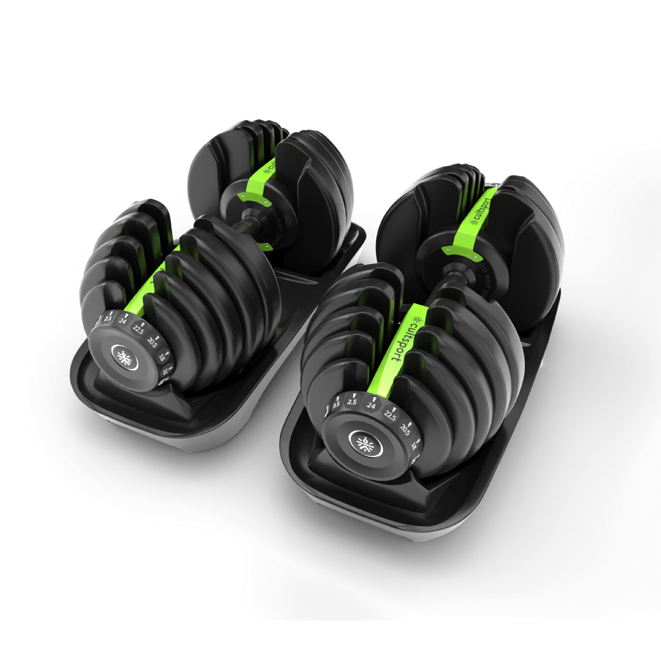 Cultsport, Adjustable Dumbbells (Upto 24kg) for Men & Women with Free 