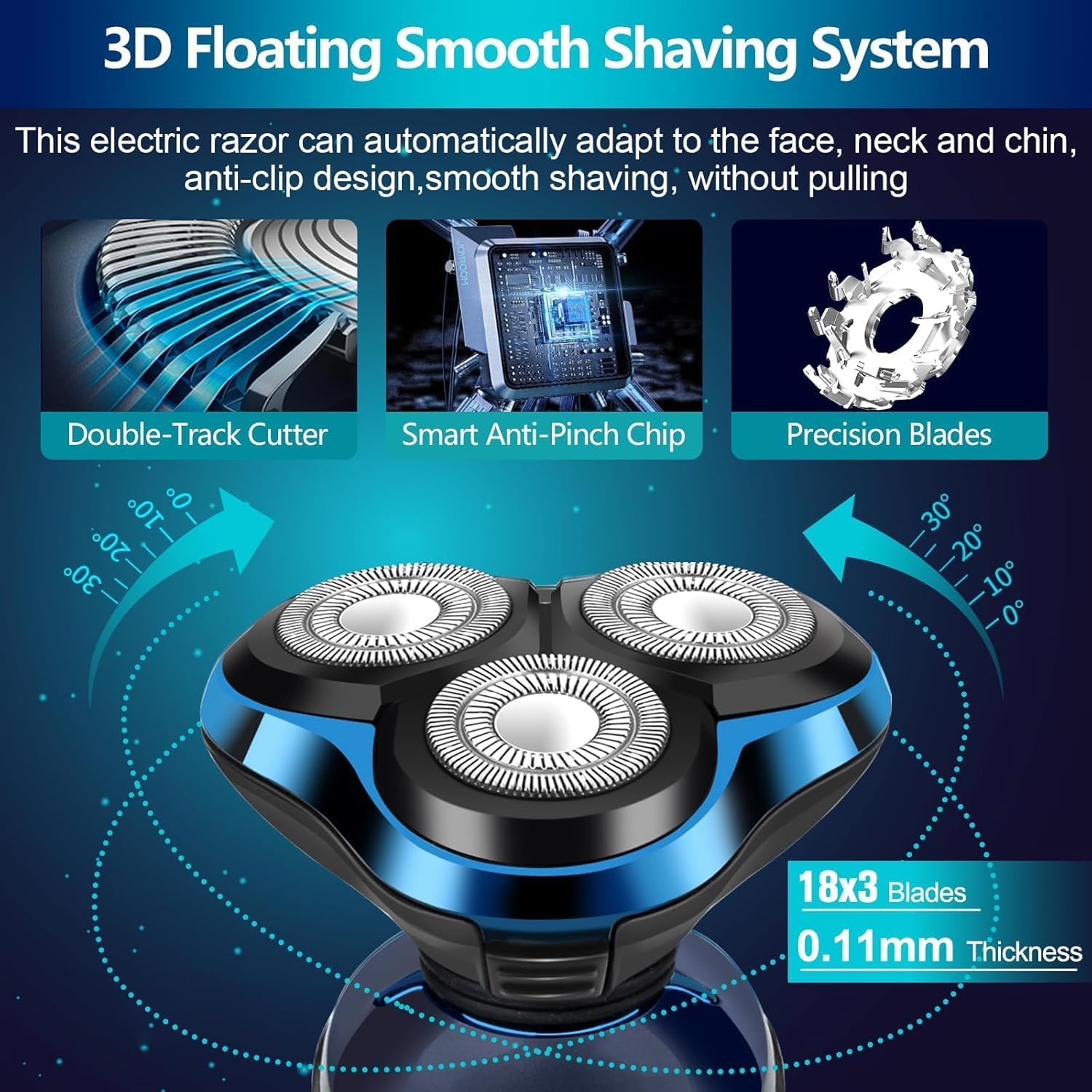 Electric Razors for Men – 3D Head Shavers, Wet & Dry Cordless Shaver, IPX7 Waterproof with Beard/Nose Trimmer & Face Cleaning Brush, Men’s Shaving Kit, Ideal Gift for Men