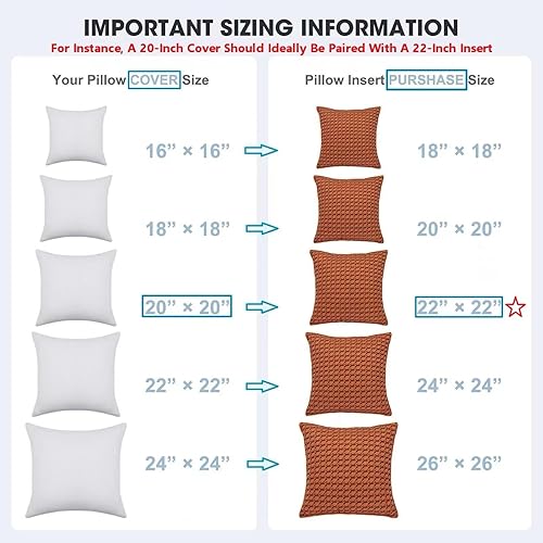 Miniatura 9 de WINGLAM, Rellenos de almohada, almohadas decorativas, relleno de funda, blanco, paquete de 2, 18 x 18 pulgadas, hipoalergénico, poliéster, ultra