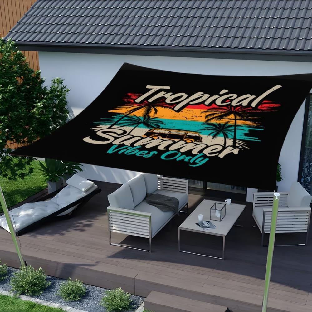 Highdi Voile D'ombrage Imperméable, Mandala 3D Toile Ombrage Exterieur Protection UV 95%, Voile D'Ombrage Rectangulaire,Auvent De Terrasse Pour Extérieur Jardin Exterieur (Orange,2x2m