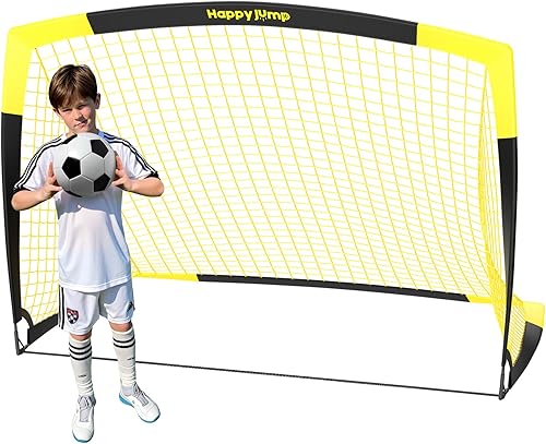 Happy Jump Red de fútbol plegable desplegable para portería de fútbol para patio trasero de 7 x 5 pies, 5 x 3.6 pies, 4 x 3 pies, 3 x 2.2 pies