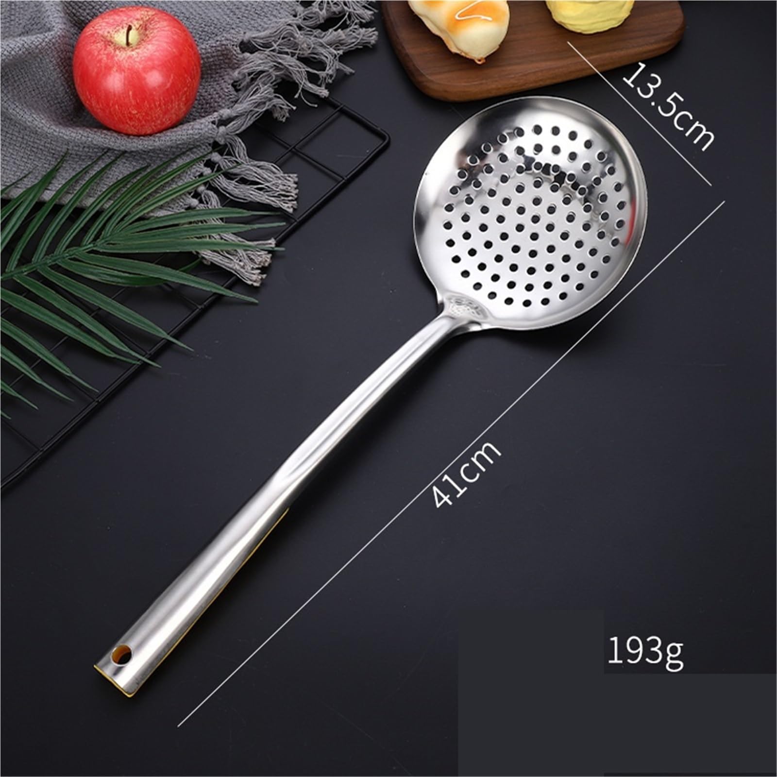 Espumadera Juego de 4 coladores Grandes de Acero Inoxidable Gruesos, cucharas filtrantes, coladores de Fideos for el hogar, separadores de Aceite, Utensilios de Cocina para Espumar