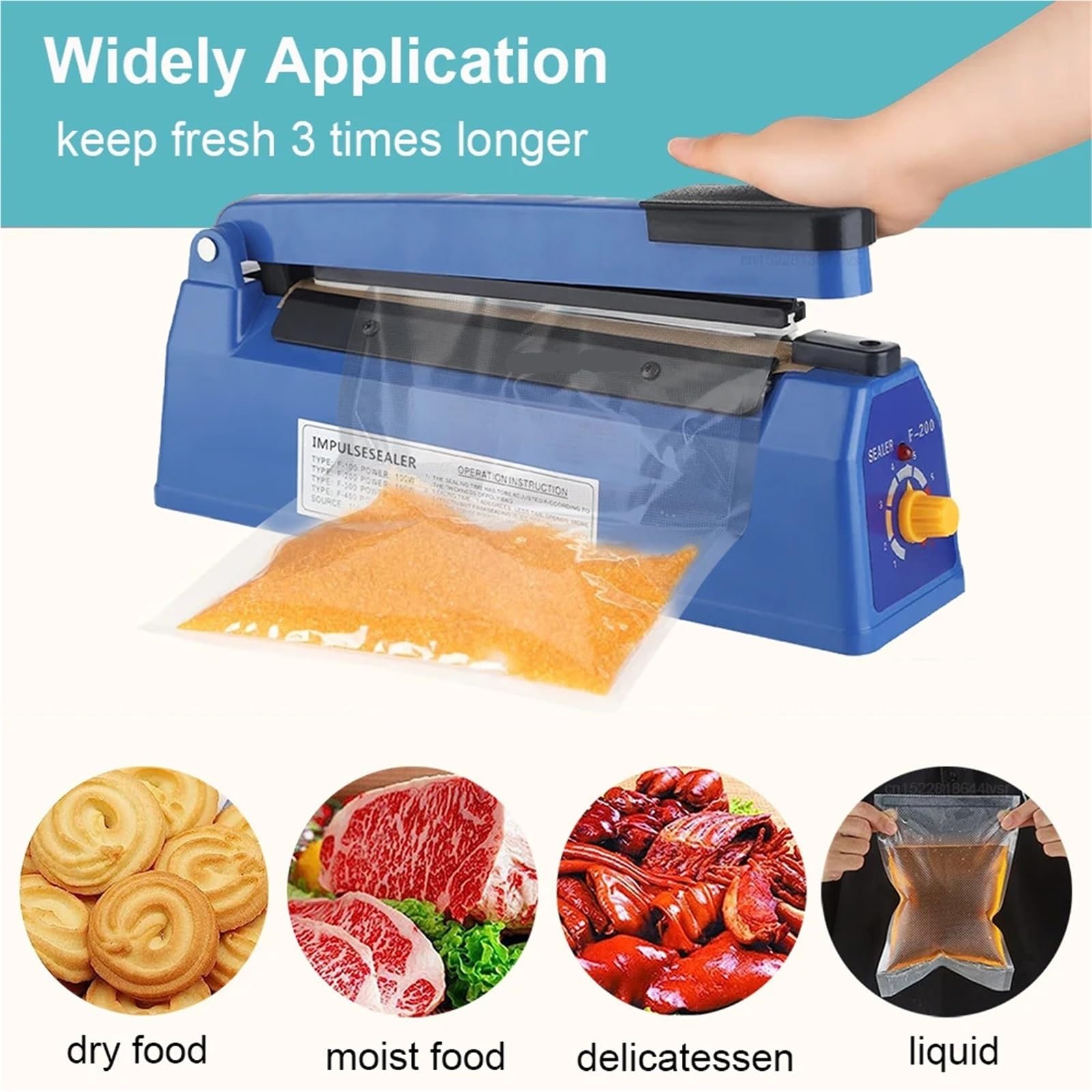 Macchina Sottovuoto, Sigillatore Per Sacchetti Di Plastica Termosaldatrice A Pressione Manuale Imballaggio Termico Per Alimenti Per Borse,per Verdura, Frutta, Carne(100mm)
