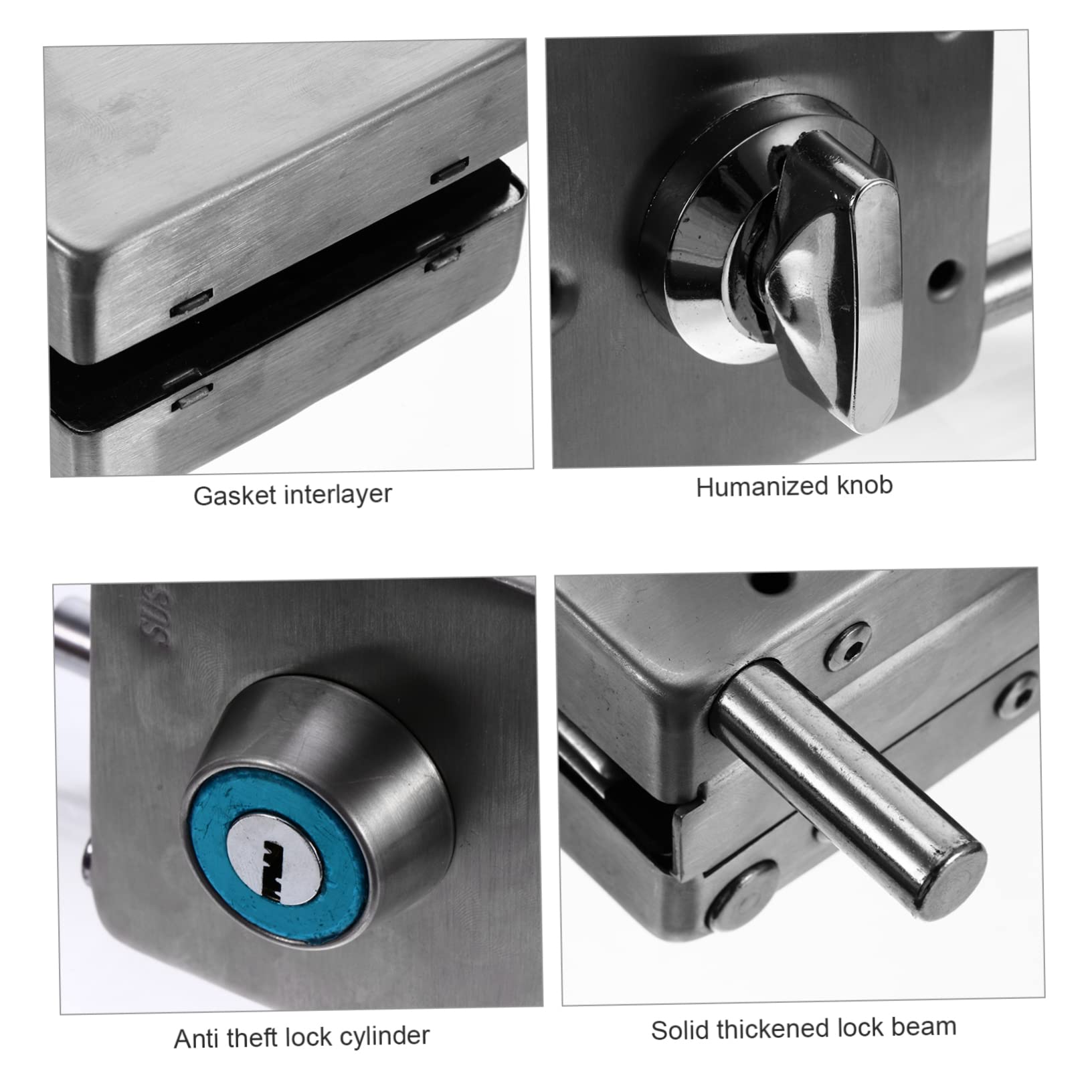 Loquet De Porte En Verre En Acier Inoxydable Requis Moraillon De Serrure De Porte Double Finition Brossée