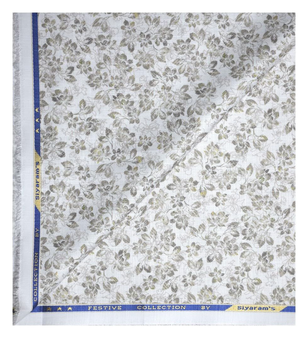 siyaram's festive collection printed pattern with hemp blended White color unstitched men's Kurta/sherwani/top fabric of 2 meters / VV2308-picture-6