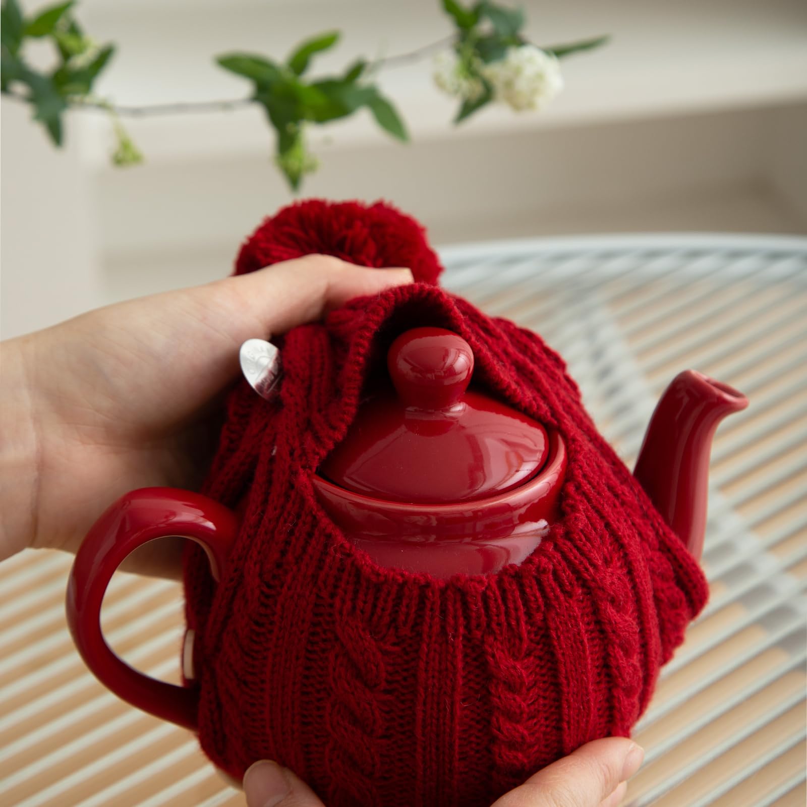 Un pezzo di tè accogliente per 2 tazze, 600 ml, teiera non inclusa. (rosso)