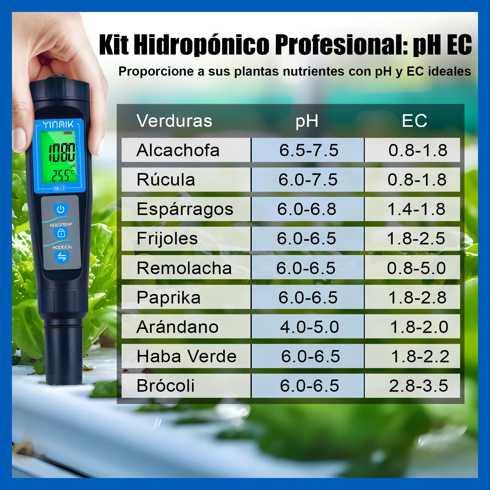 5 en 1 Medidor de pH Salinidad TDS EC Temp para Piscina de Agua Salada, Acuario Koi, Hidropónico