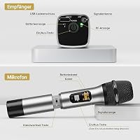 Set microfon wireless UHF portabil din metal TONOR TW620 cu receptor reîncărcabil, rază de acțiune 60 m, ieșire jack 1/4 pentru amplificator karaoke 8