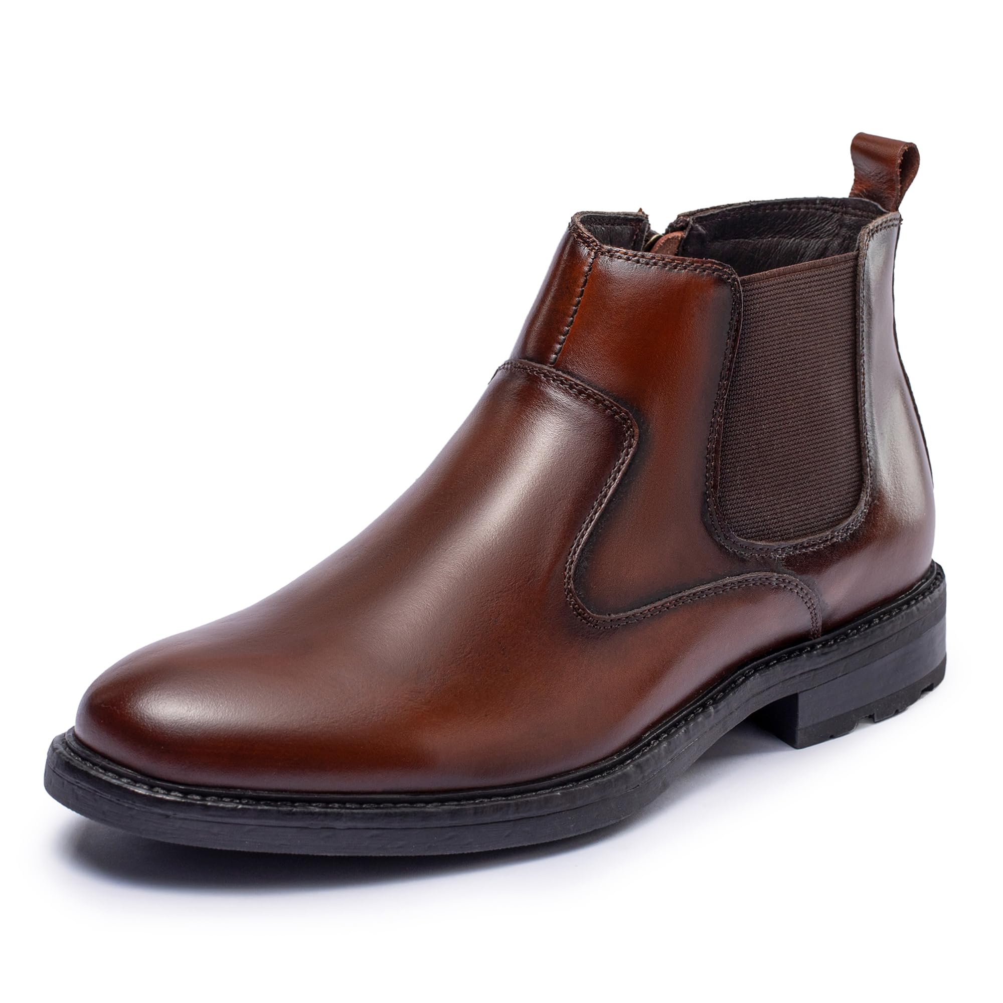 OKKO Mens Chelsea Dress Boots, Genuine Leather Classic Comfortable Casual Slip On Ankle Boot for Men