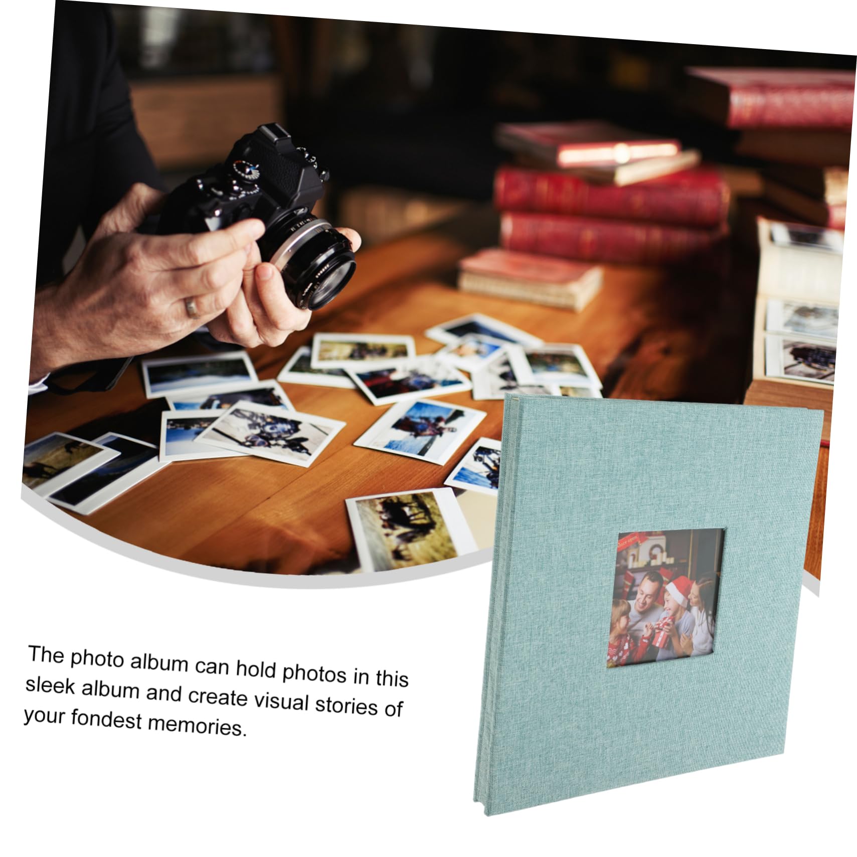 Alipis Álbum de Fotos de Lino Ventana Álbum de Fotos Adhesivo para Boda de Recuerdos Páginas Autoadhesivas para Scrapbooking