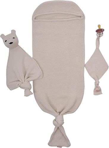 Miniatura 1 de Newborn Essentials - Juego de manta para envolver al bebé, juego de 1 pieza (1 soporte para chupón, 1 saco de dormir de capullo, 1 oso de peluche),